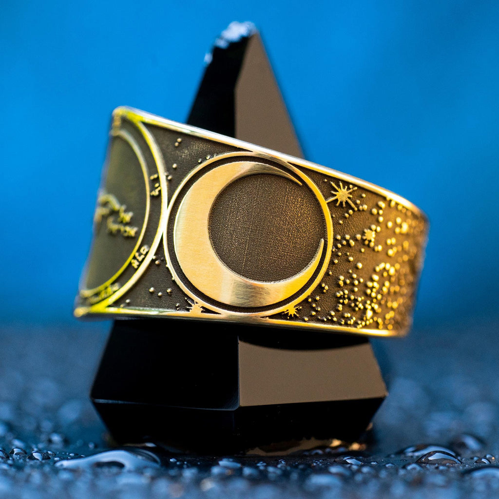 Goetia Second Pentacle of the Moon Brass Ring: Kabbalah Amulet Talisman