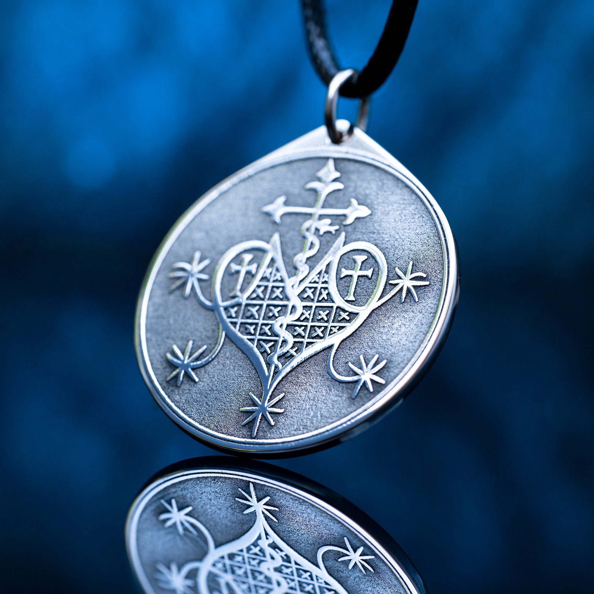 Marie Laveau Veve Pendant: Sacred Voodoo Symbol of Wisdom and Protection, Occult talisman