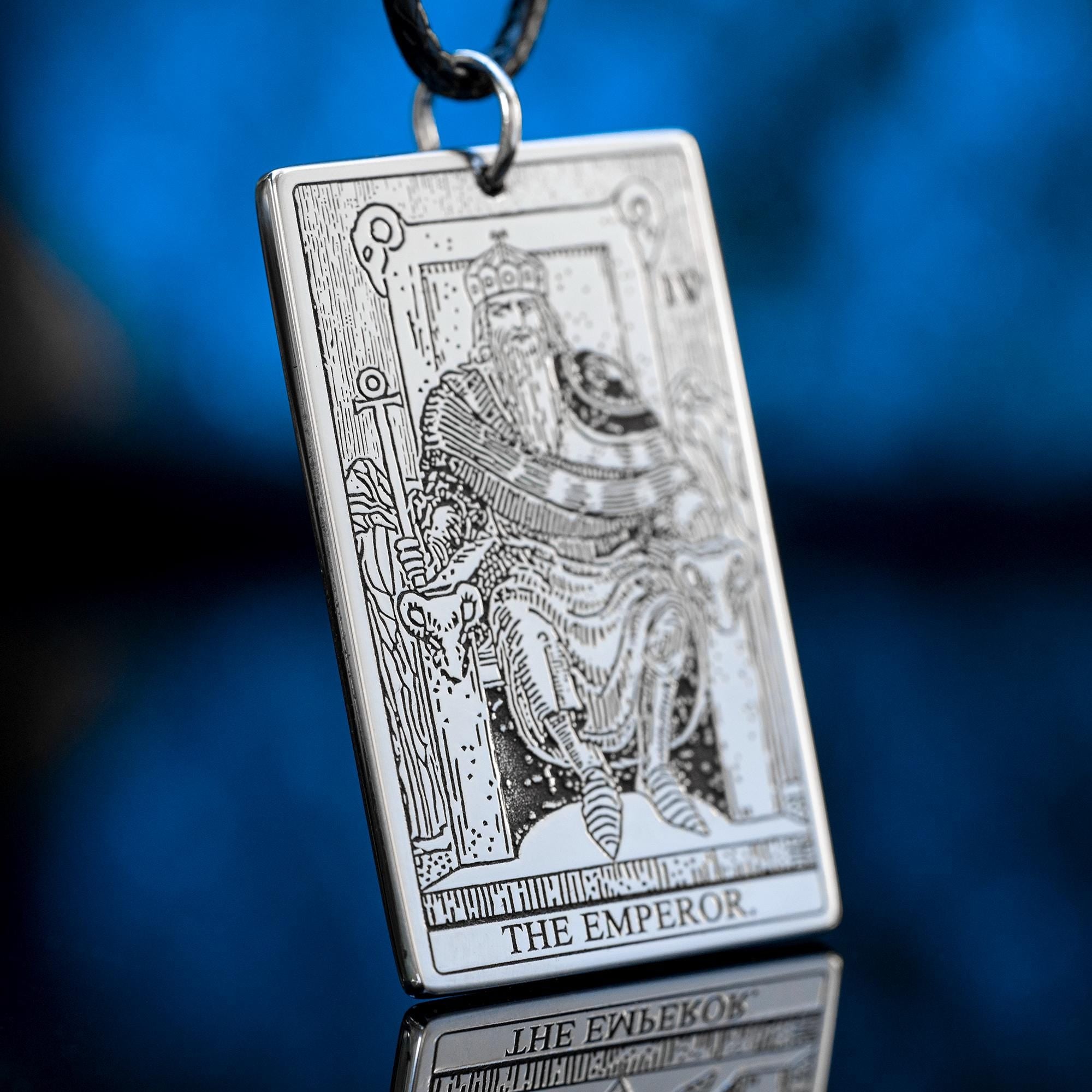 The Emperor Tarot Card Pendant: Stainless Steel Kabbalah Amulet