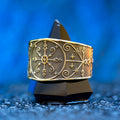 Met Kalfou ring with Vodou veve symbolism of crossroads, night gates, road opening, road closing, and spiritual protection
