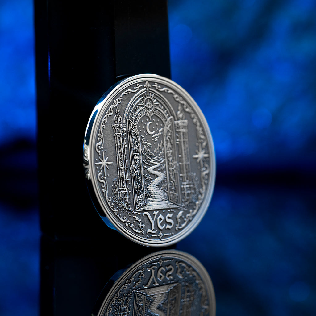 Portal Decision Coin: Yes No Oracle Flip Token, Open Gate Locked Door Talisman
