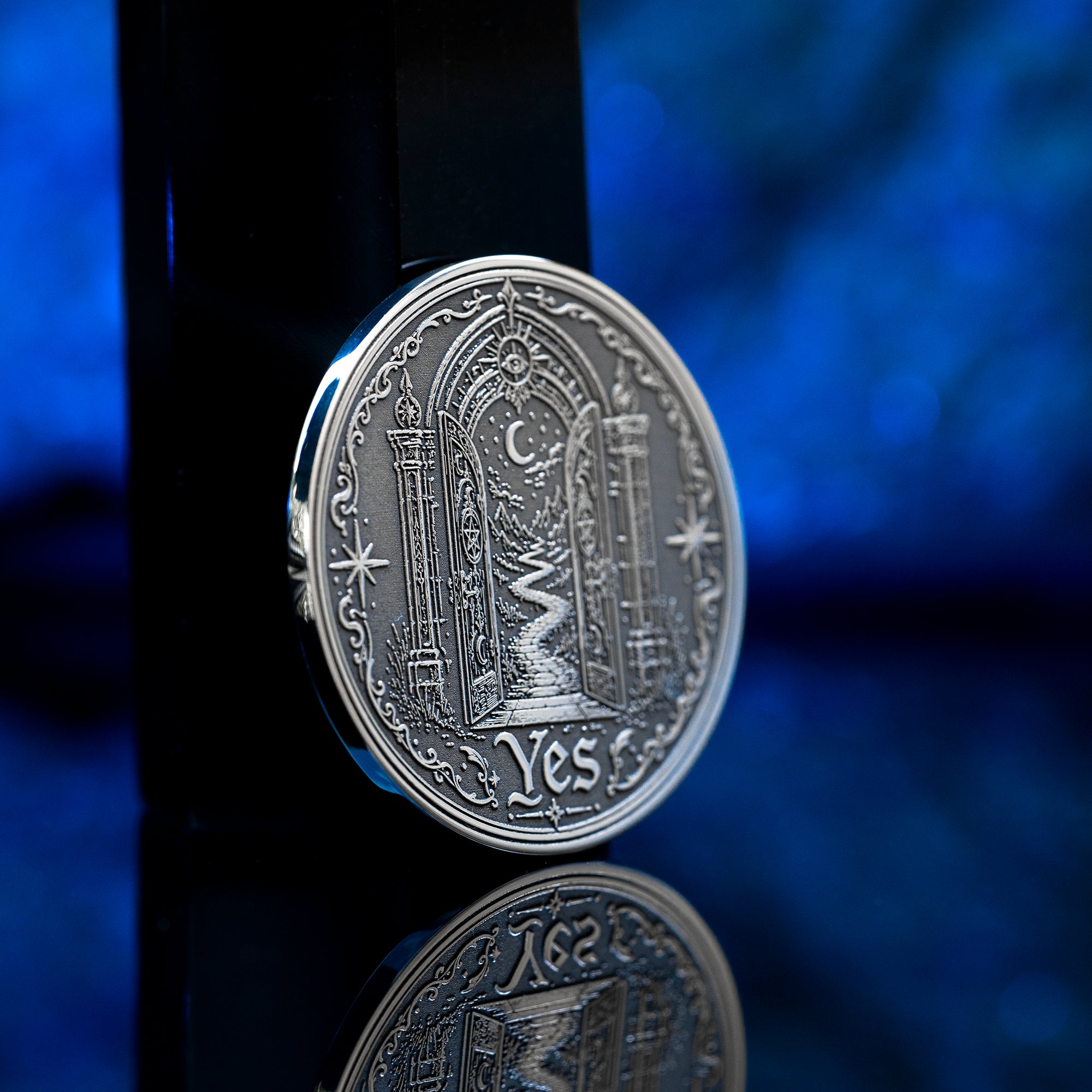 Portal Decision Coin: Yes No Oracle Flip Token, Open Gate Locked Door Talisman