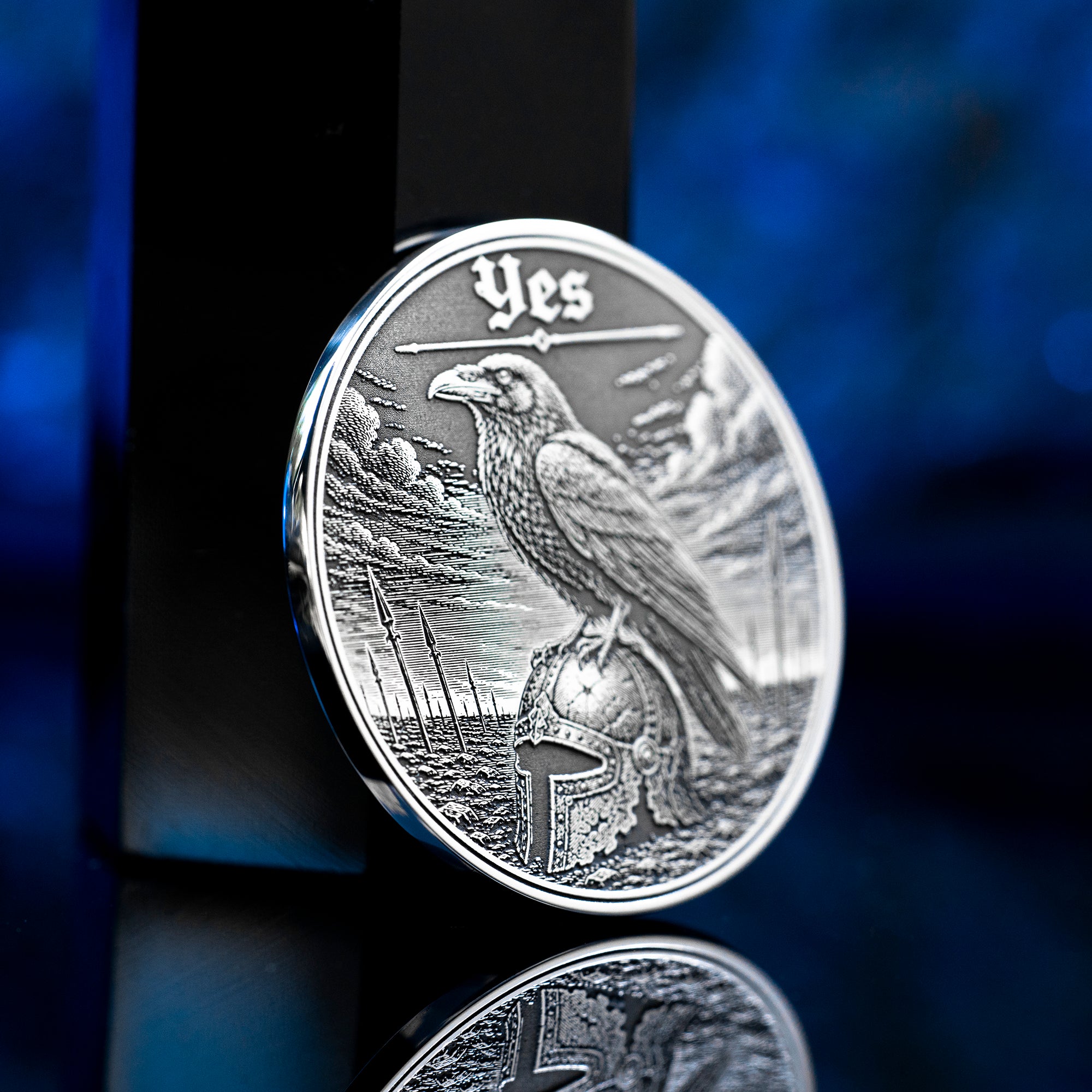 Raven Decision Coin: Yes No Oracle Flip Token, War Fate Talisman Medallion