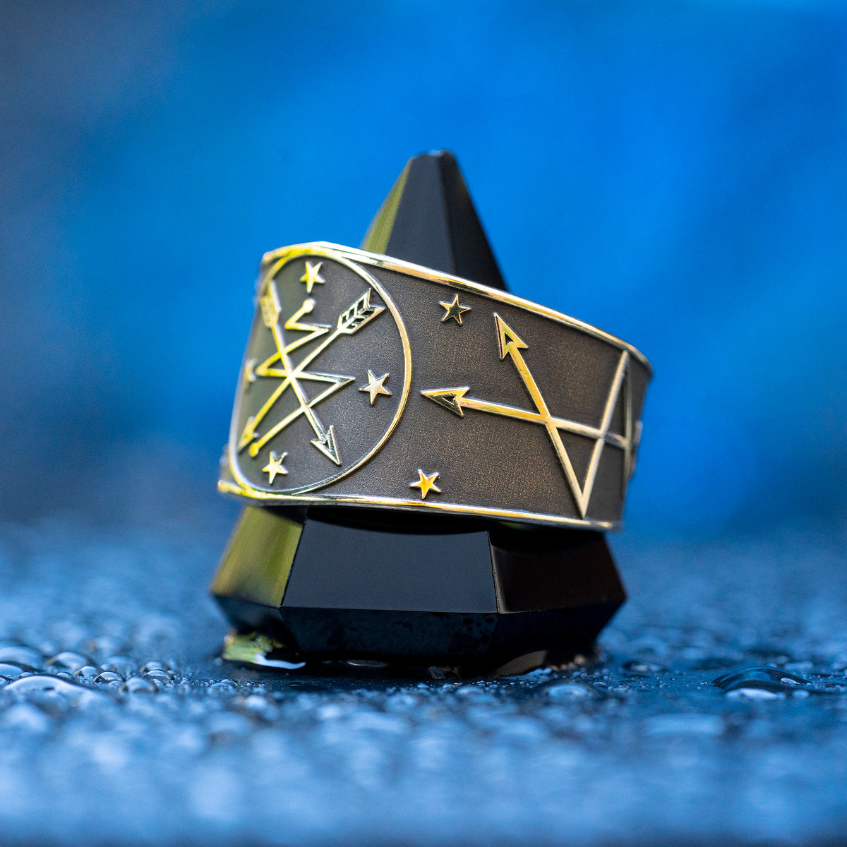 Oya ring inspired by the Yoruba Orisha of storms, wind, lightning, transformation, cemetery gates, ancestors, and fierce warrior protection symbolism