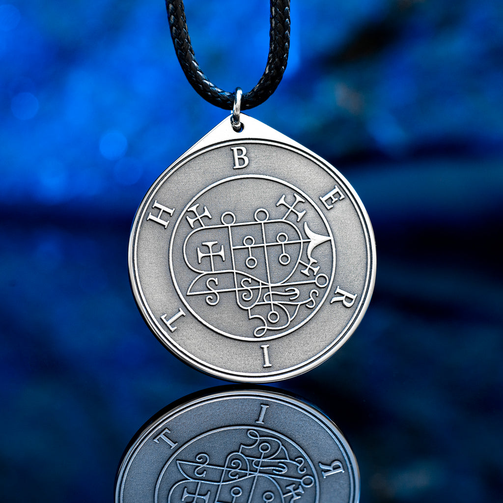 Berith seal pendant with engraved Ars Goetia sigil associated with alchemy, gold, dignities, and true answers