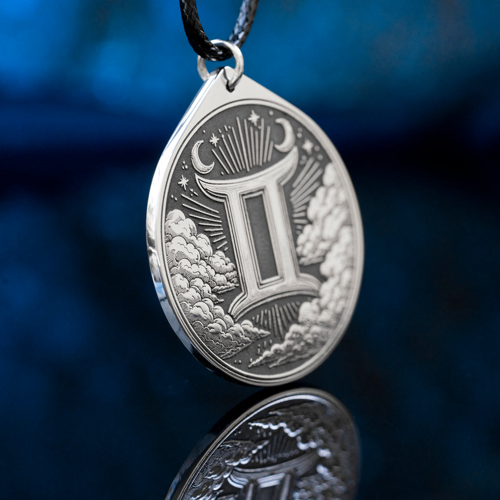 Gemini Pendant: Celestial Air Sign Symbol of Curiosity, Intuition and Dual Nature, Zodiac Astrology