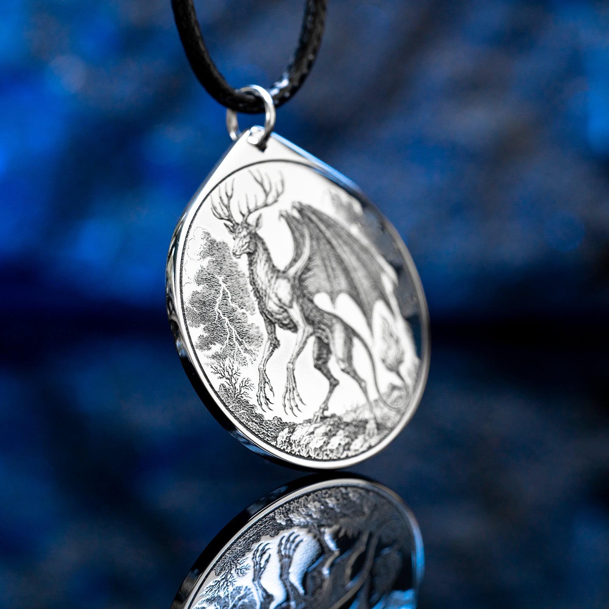 Double-sided Furfur pendant with Ars Goetia seal, storm demon portrait, lightning, thunder, love magic, and occult talisman symbolism
