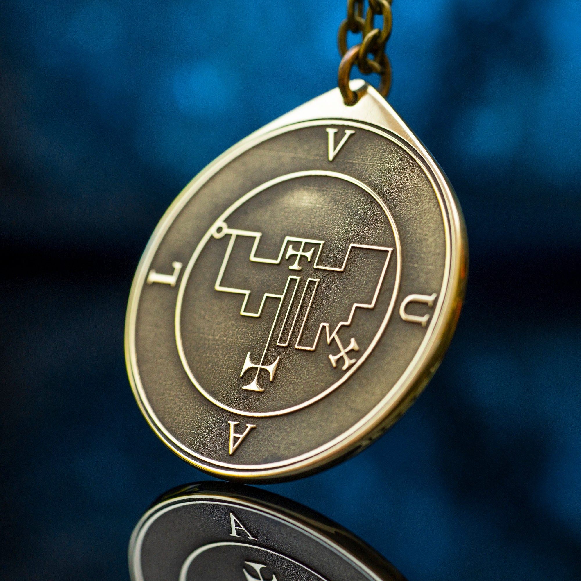 Duke Vual Brass Pendant: Lesser Key of Solomon Amulet