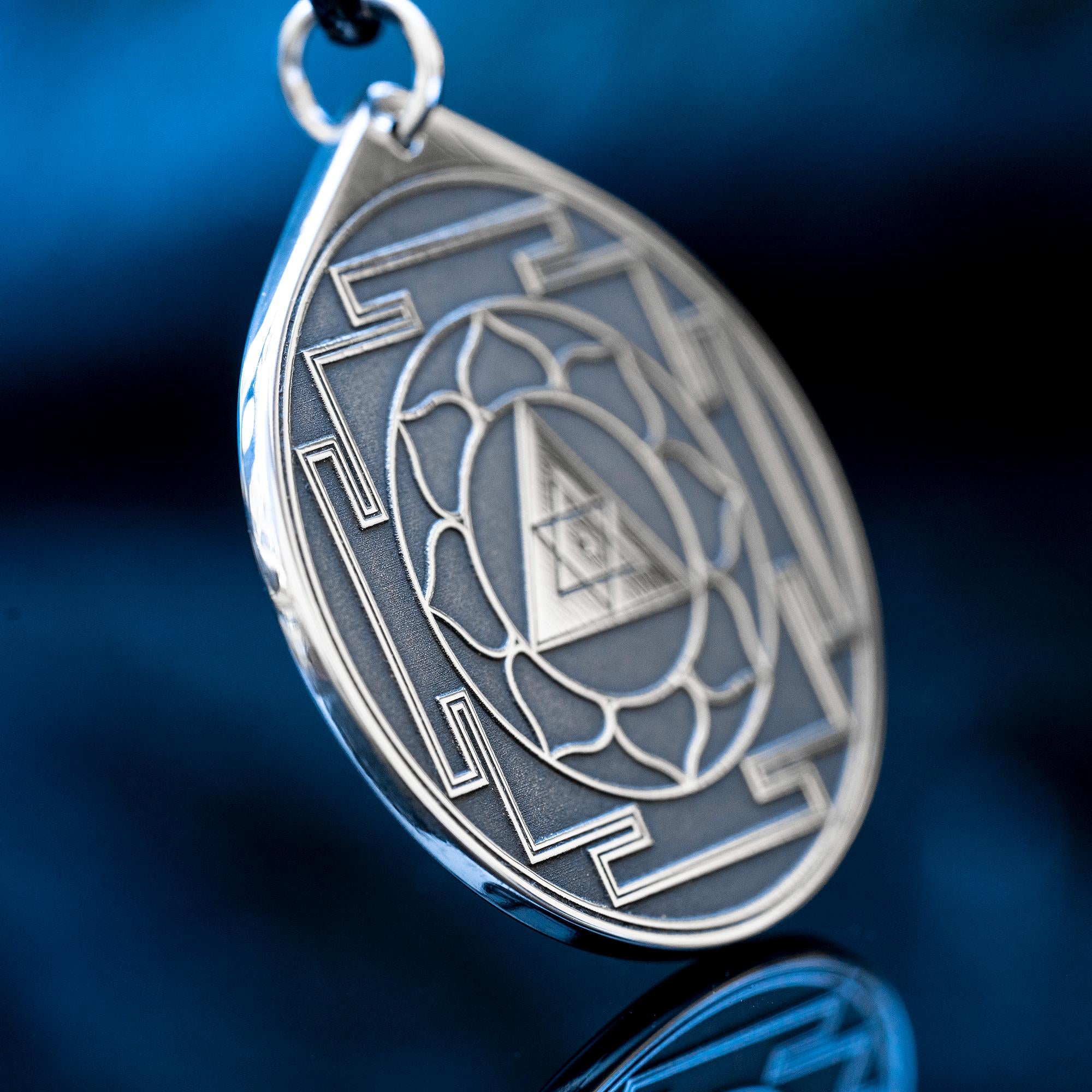 Sri Yantra Pendant: Sacred Geometry Talisman, Stainless Steel