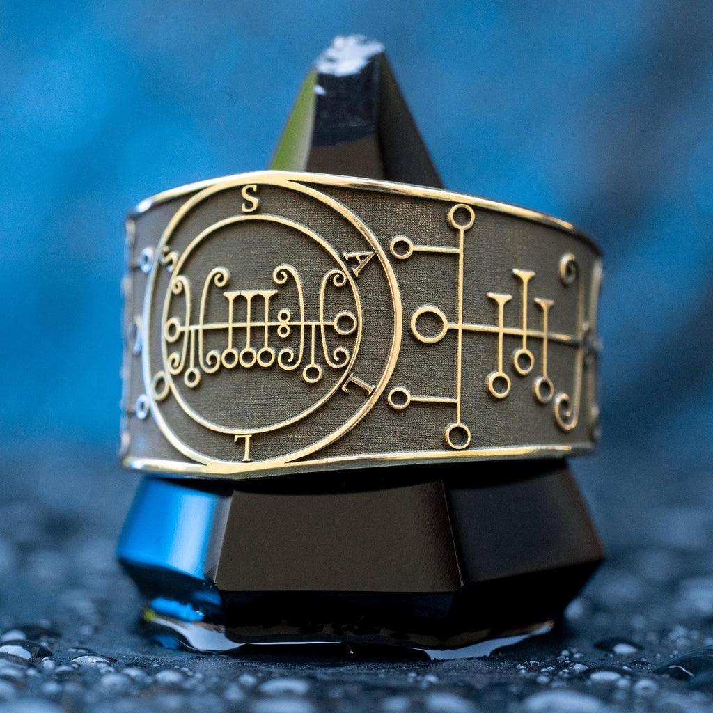 Duke Sallos Demon of True Love occult adjustable ring, Lesser Key of Solomon Seal sacred geometry kabbalah goetia magic