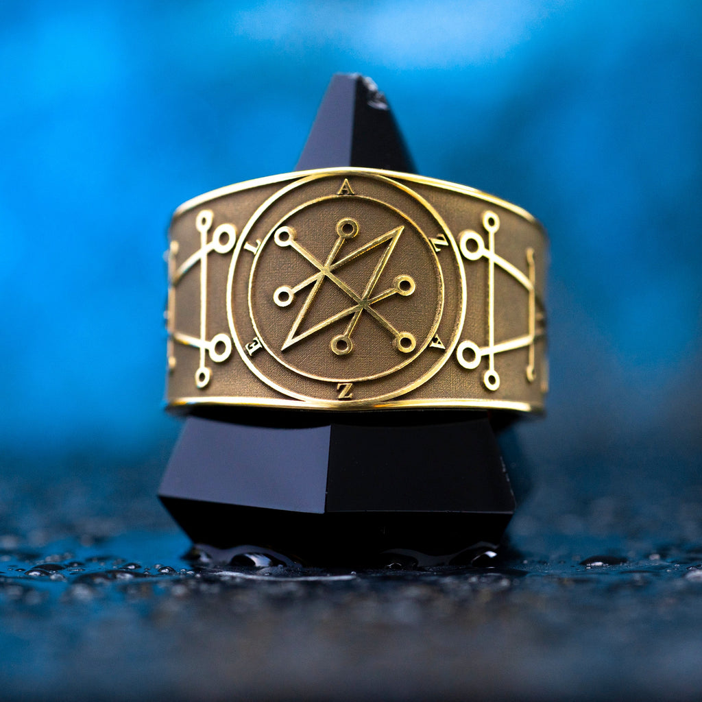 Azazel Brass Ring: Adjustable Solomon Seal Occult Ring
