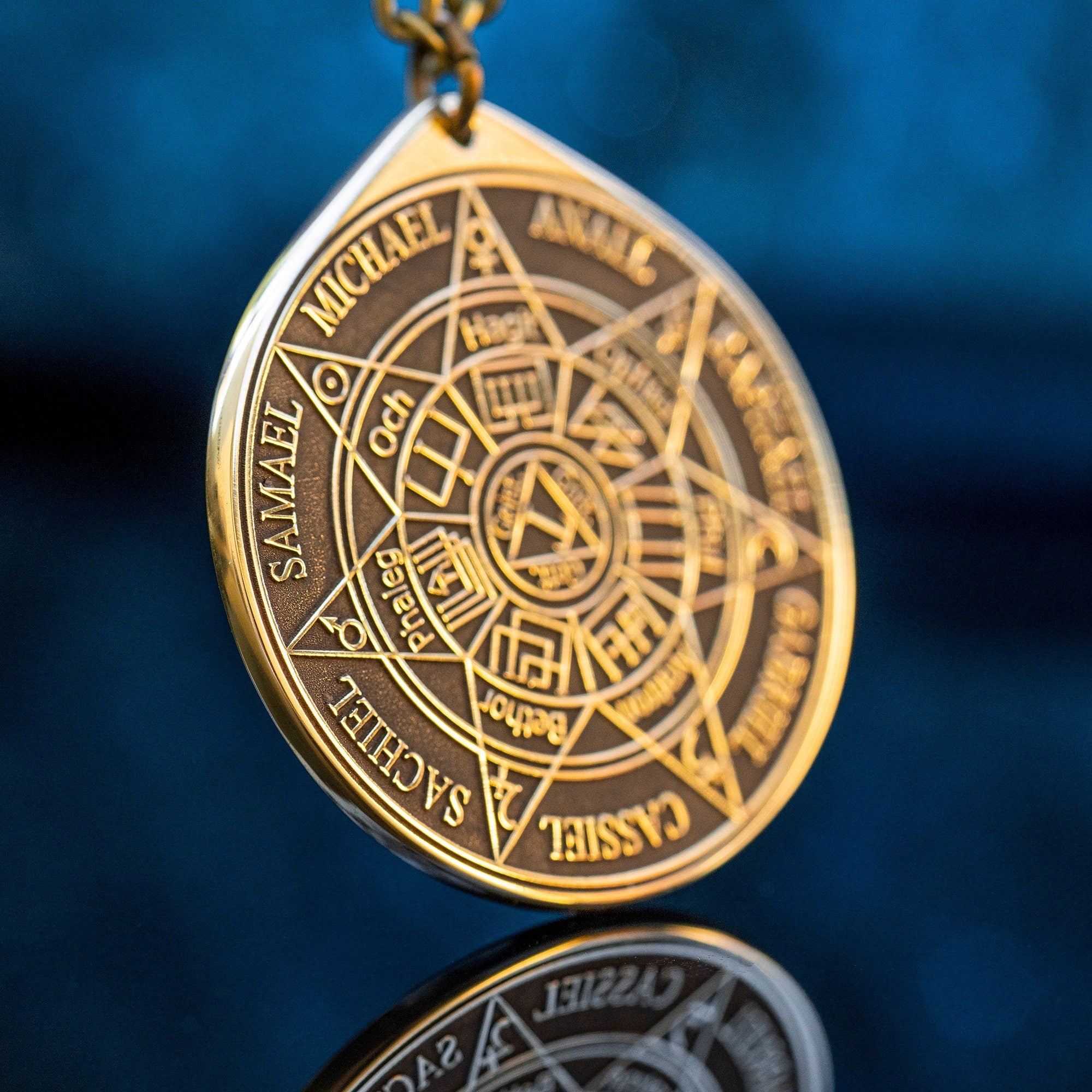 Seven Archangels Brass Amulet Pendant: Solomon Kabbalah Occult