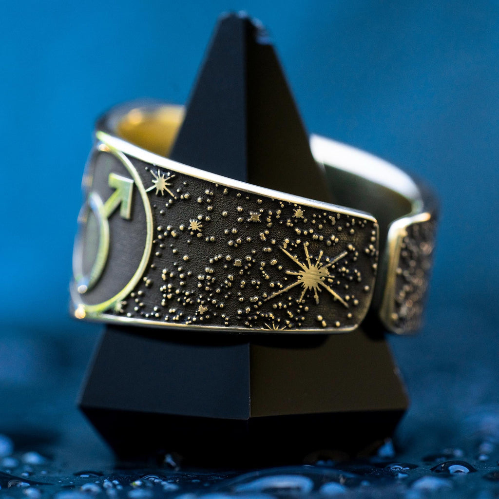 Goetia Fourth Pentacle of Mars Brass Ring: Kabbalah Seal of Solomon Amulet