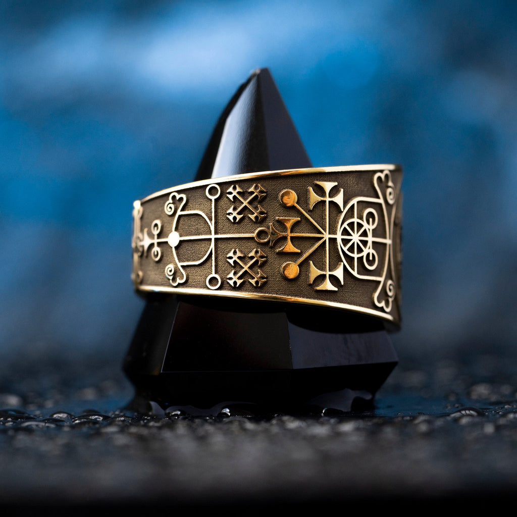 Valac Seal Ring: Brass Occult Ring, Adjustable Size