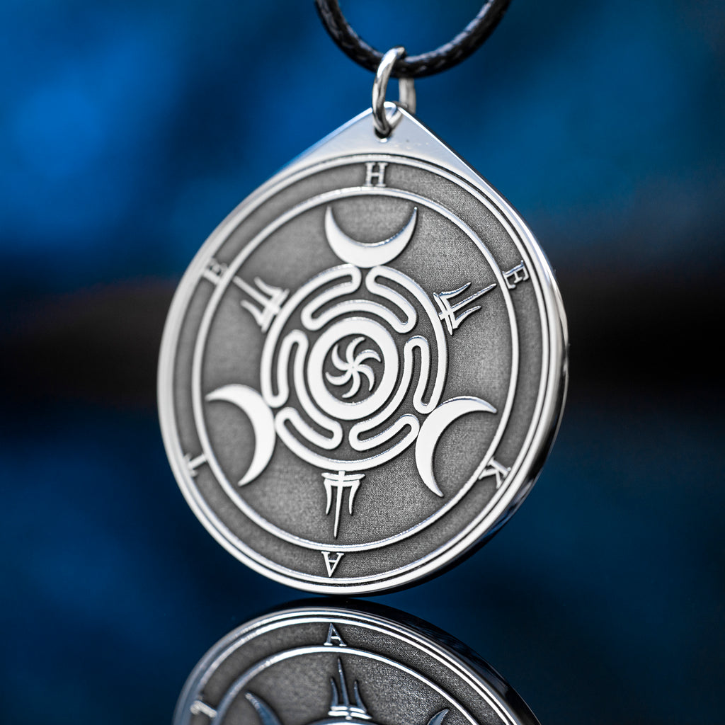 Hecate Wheel Pendant: Strophalos Moon Goddess Amulet