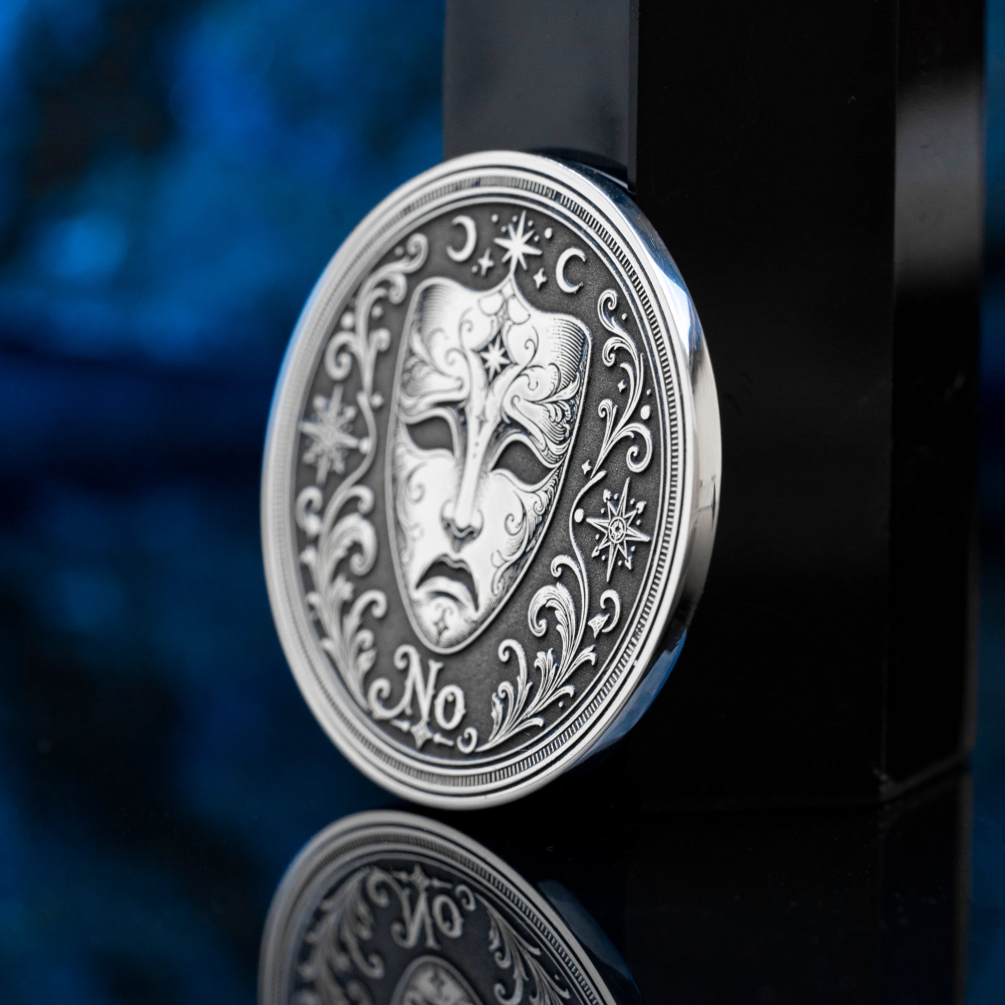 Theater Mask Decision Coin: Yes No Oracle Flip Token, Comedy Tragedy Talisman