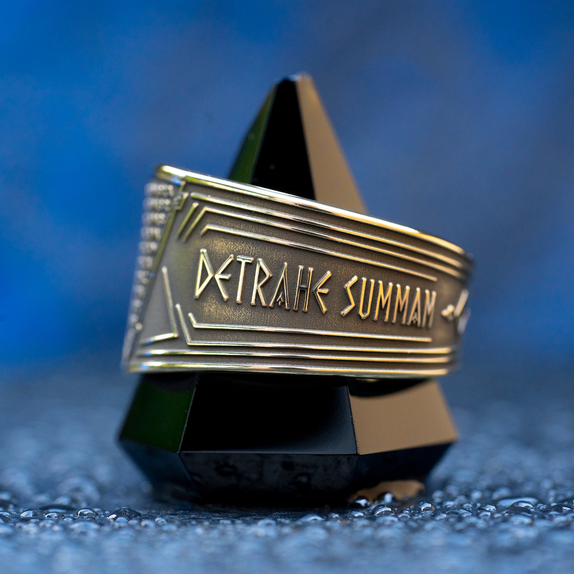 Abracadabra ring with diminishing triangle inscription, Latin spell phrases, ancient healing charm, and protection symbolism