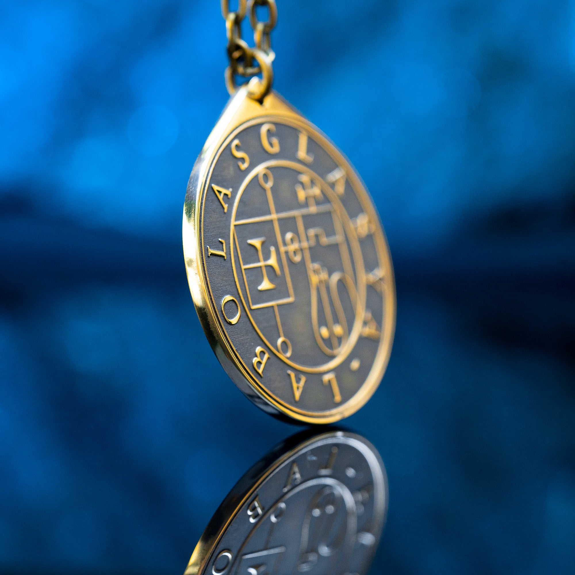 Glasya-Labolas seal pendant with engraved Ars Goetia sigil associated with arts, sciences, prophecy, and invisibility