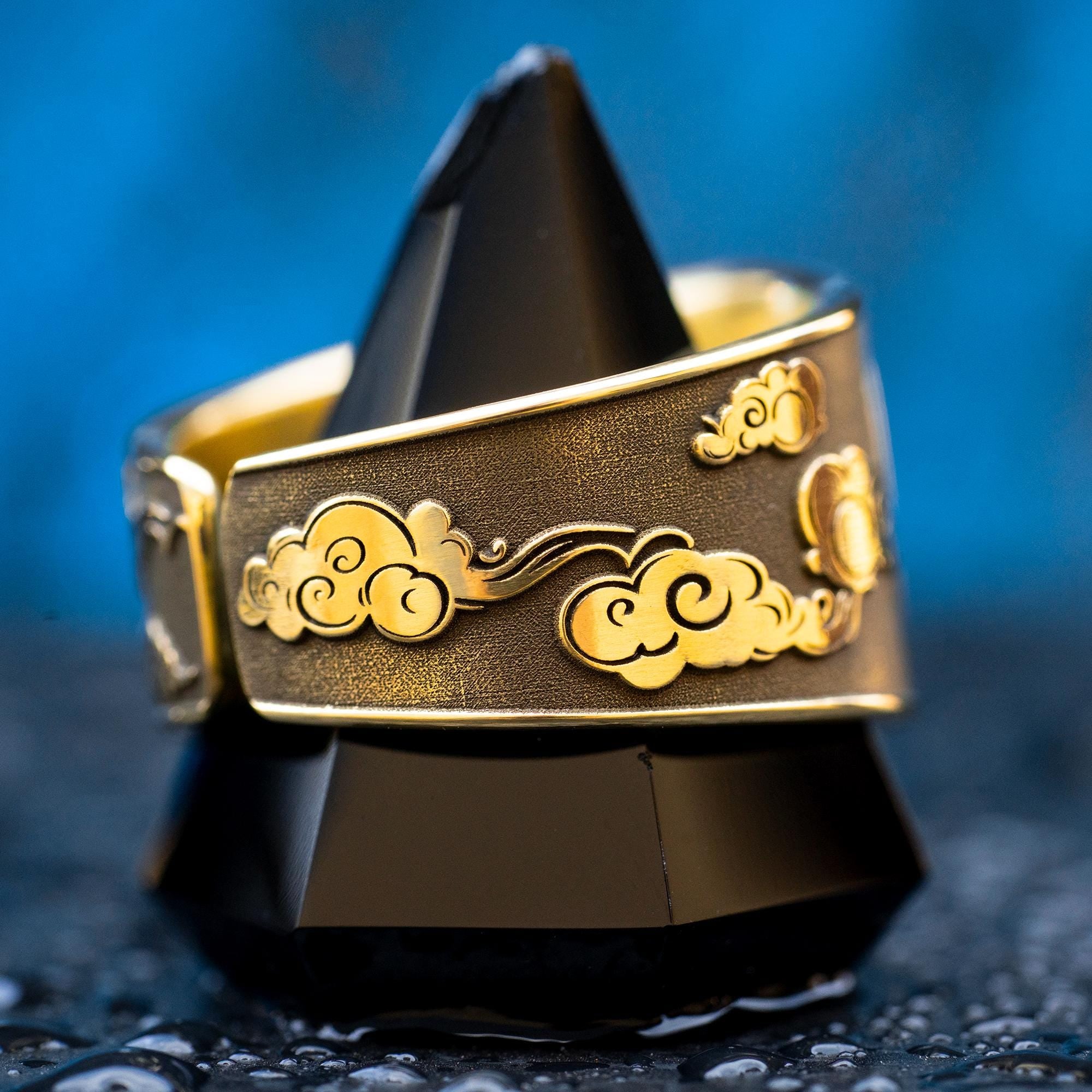 Alchemical Air Symbol Brass Ring: Adjustable Occult Talisman