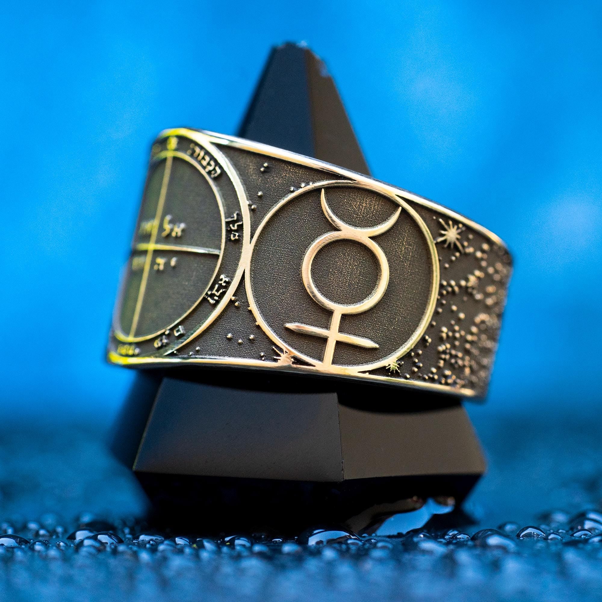 Goetia Fifth Pentacle of Mercury Ring: Kabbalah Amulet Talisman