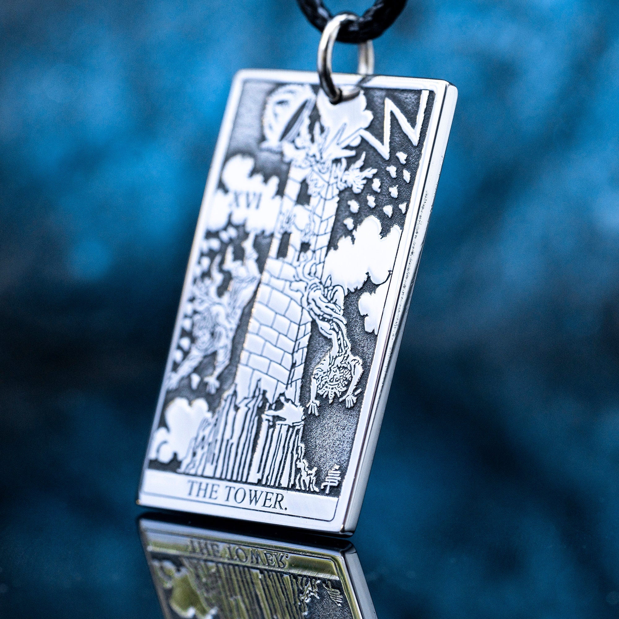 The Tower Tarot Card Pendant: Major Arcana Occult Talisman Amulet