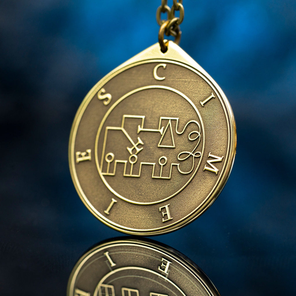 Cimeies Seal Pendant: Brass Occult Talisman, Lesser Key of Solomon