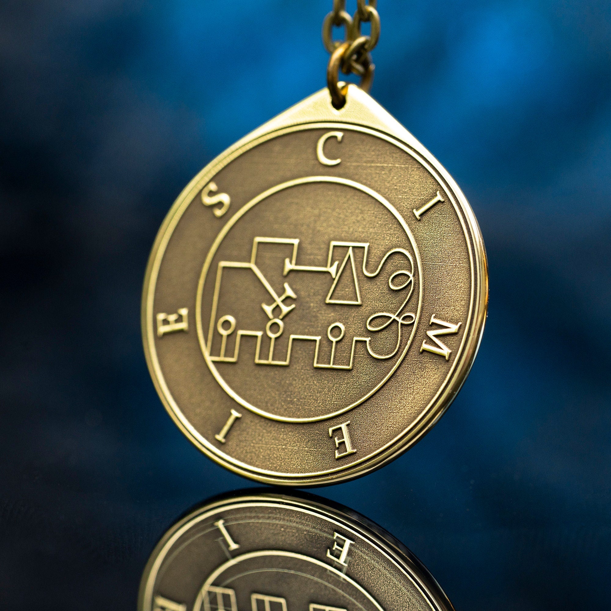 Cimeies Seal Pendant: Brass Occult Talisman, Lesser Key of Solomon