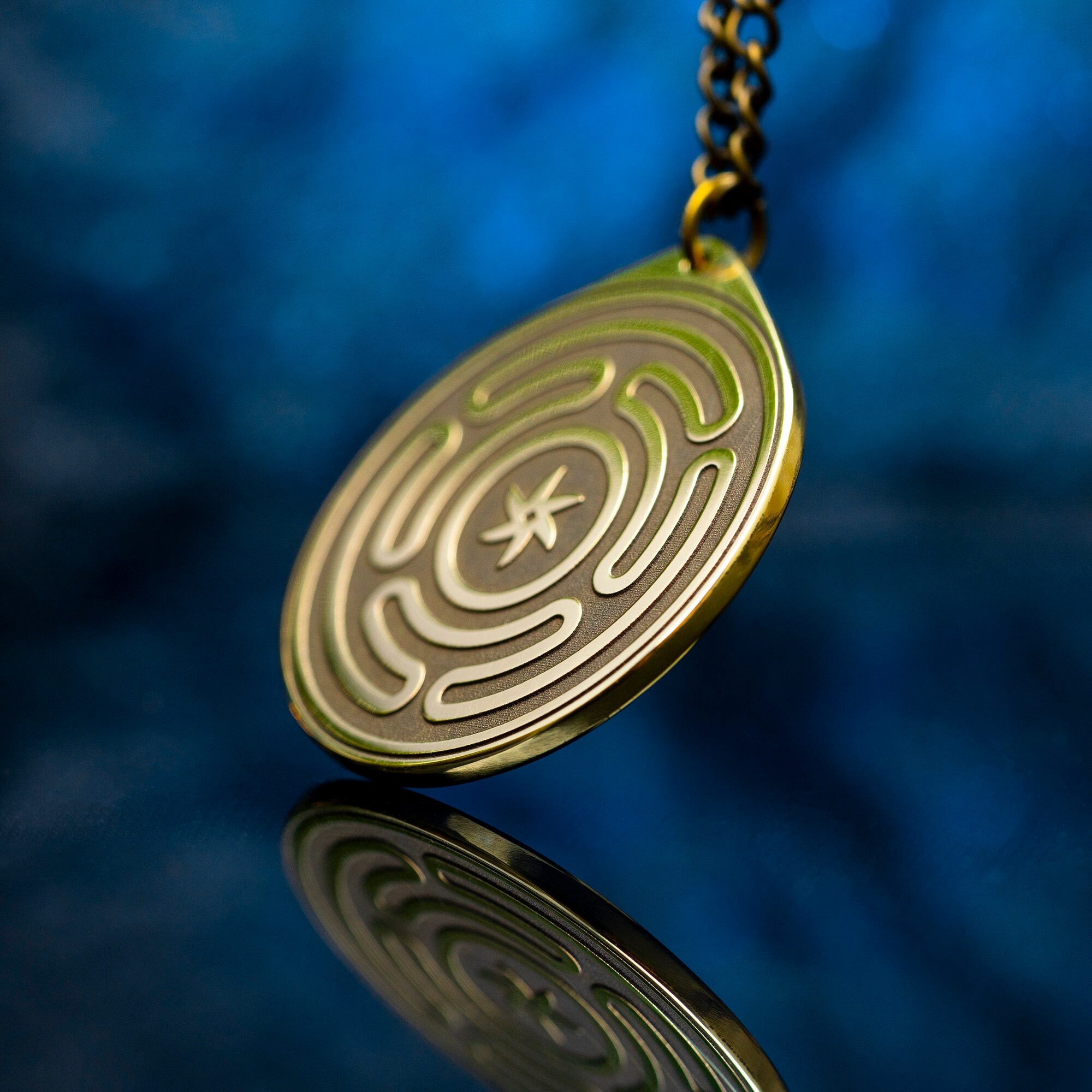 Hecate Wheel Pendant: Brass Strophalos Amulet, Moon Goddess Talisman