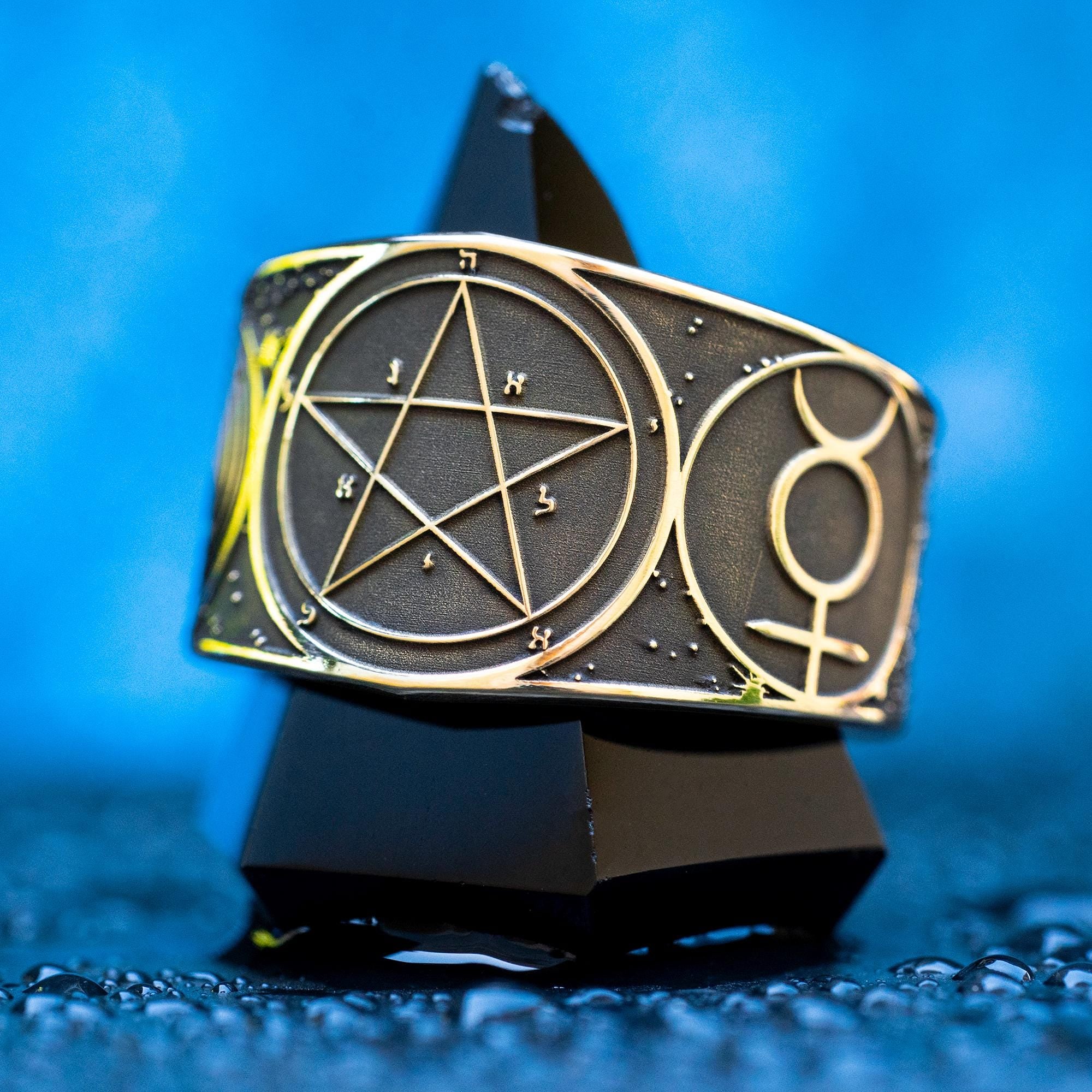 Goetia First Pentacle of Mercury Ring: Planetary Seal Amulet