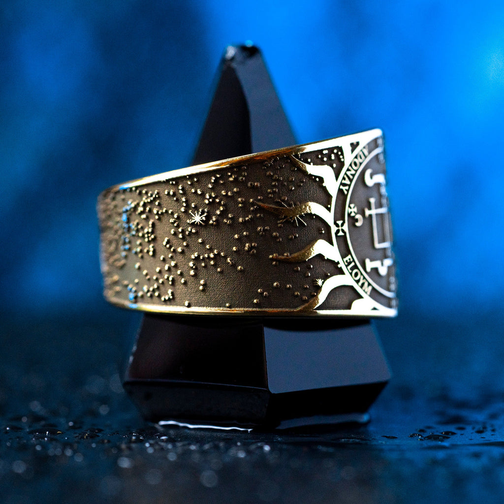 Archangel Gabriel Brass Ring: Seal of Solomon Kabbalah Amulet