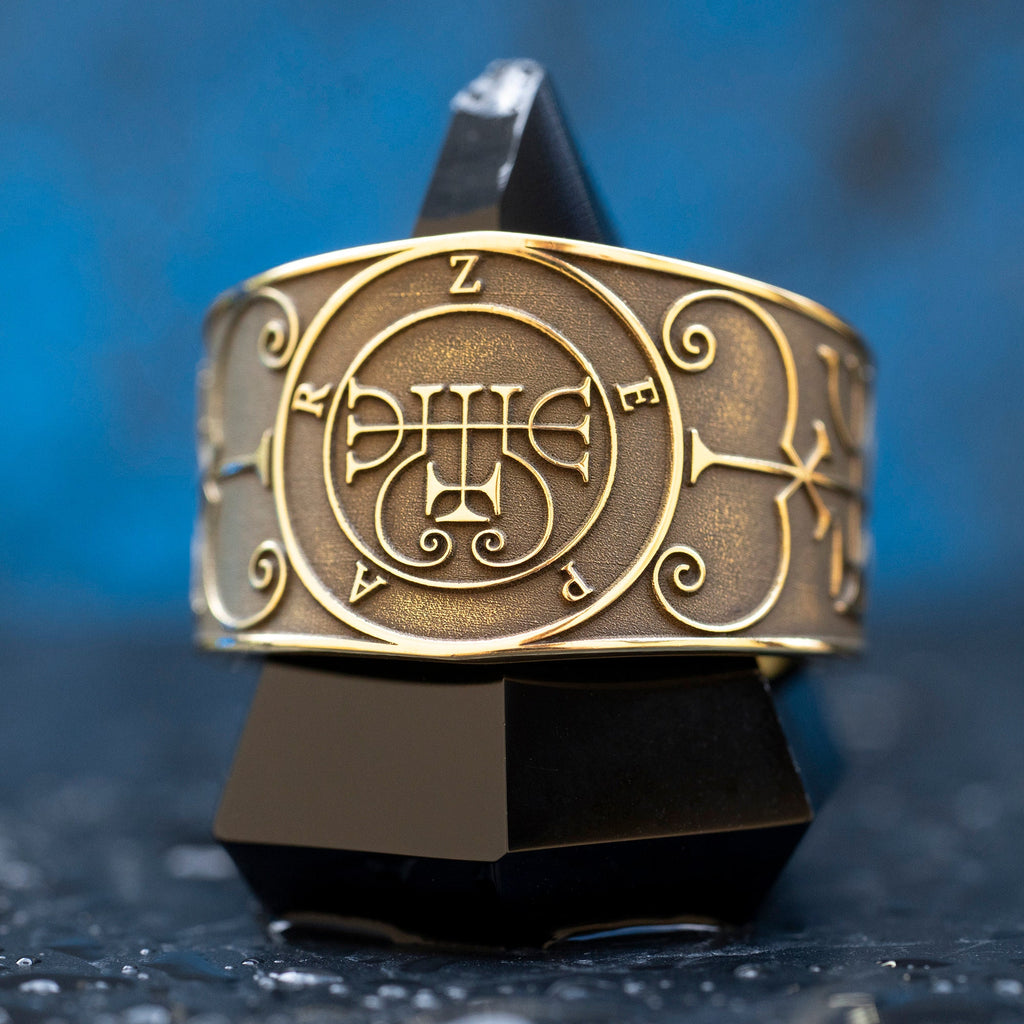 Duke Zepar Brass Ring: Occult Seal, Adjustable Band