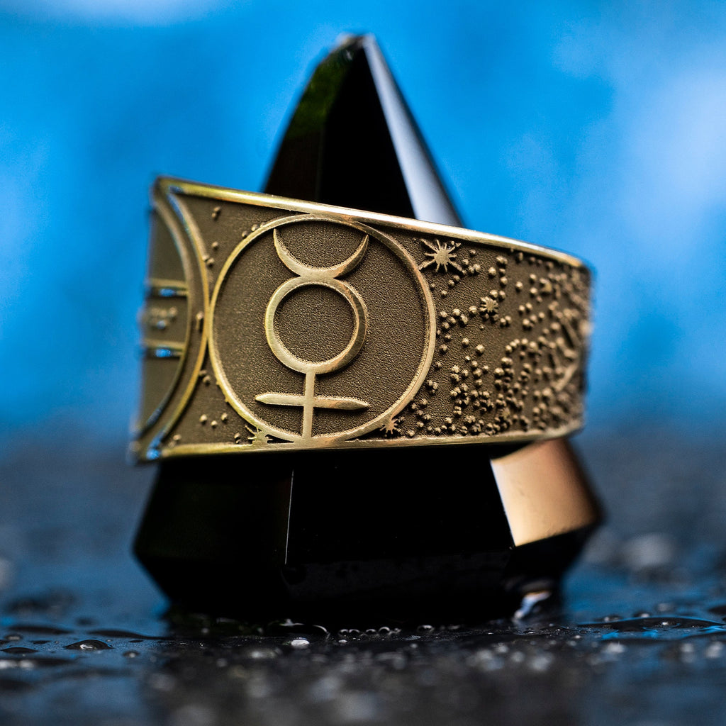 Goetia Second Pentacle of Mercury Seal Ring: Kabbalah Amulet Talisman