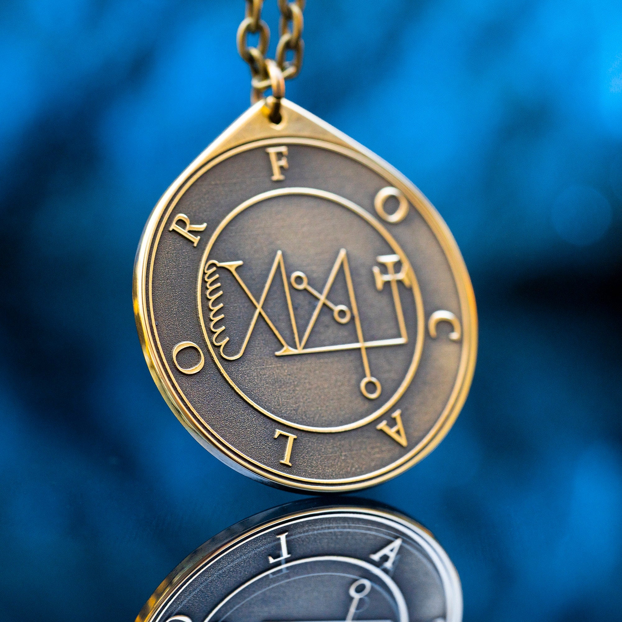 Duke Focalor Brass Pendant: Lesser Key of Solomon Seal Amulet