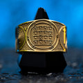 First Pentacle of Saturn ring with engraved Solomon seal associated with spirit command and obedience
