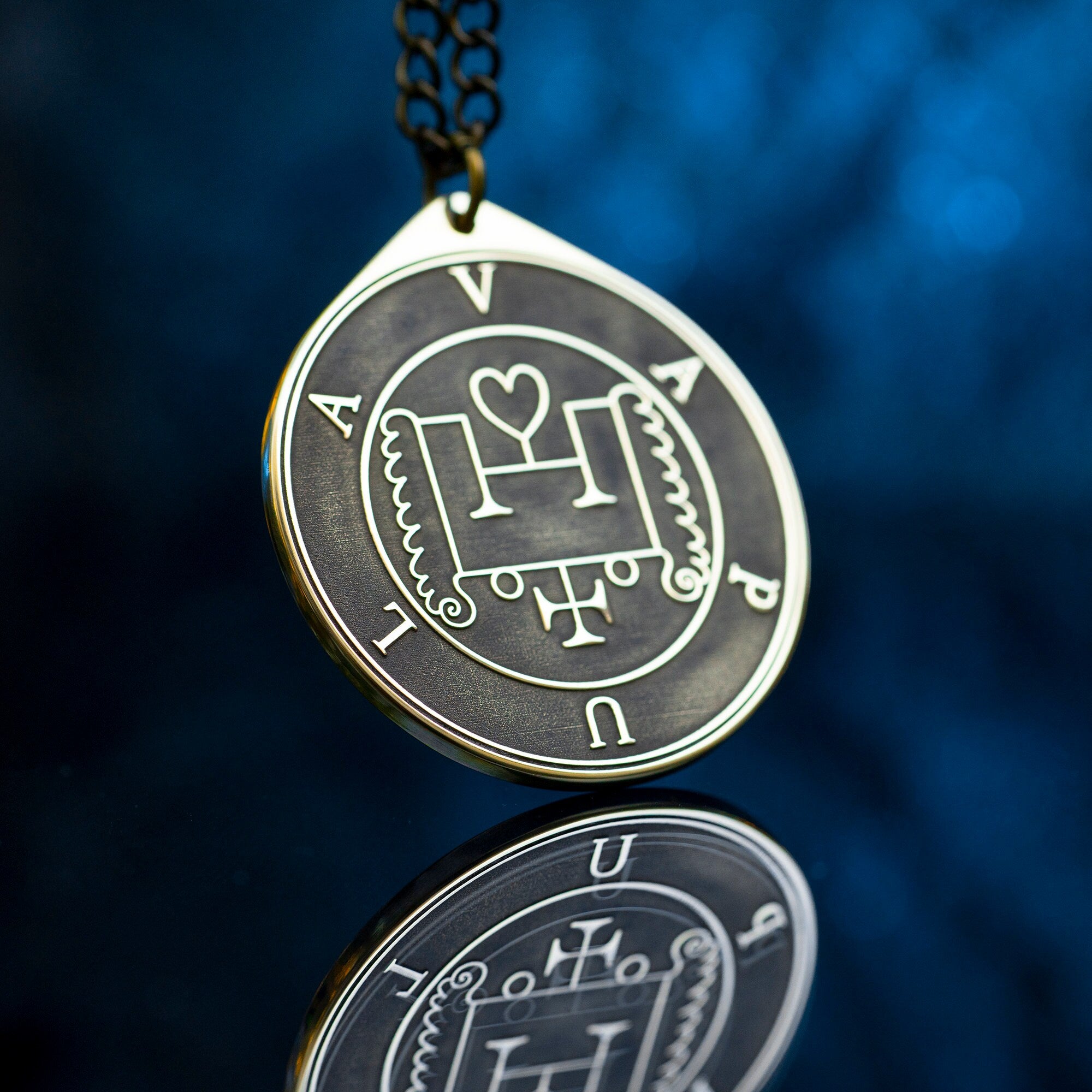 Duke Vapula Brass Pendant: Lesser Key of Solomon Seal Amulet