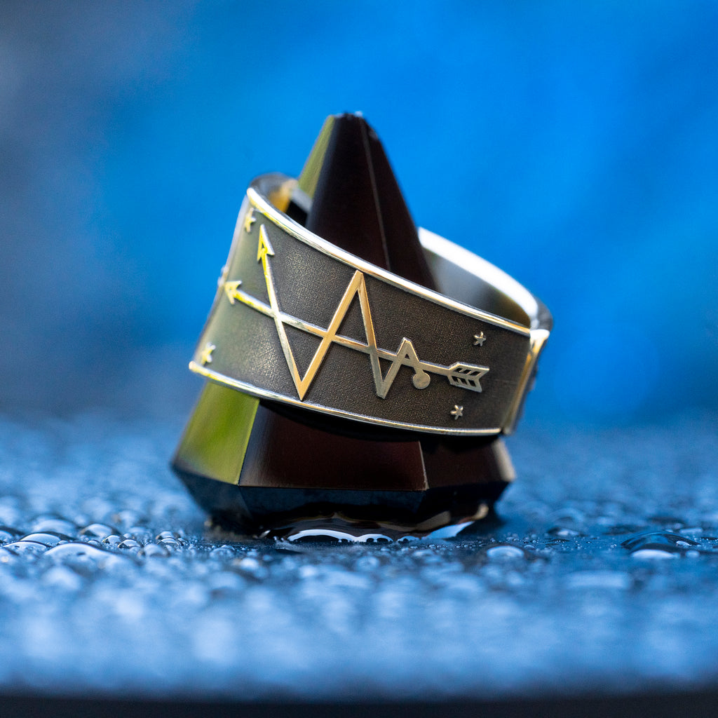Oya ring inspired by the Yoruba Orisha of storms, wind, lightning, transformation, cemetery gates, ancestors, and fierce warrior protection symbolism