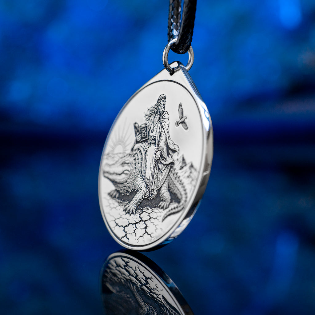 Double-sided Agares pendant with Ars Goetia seal on one side and Agares portrait on the other