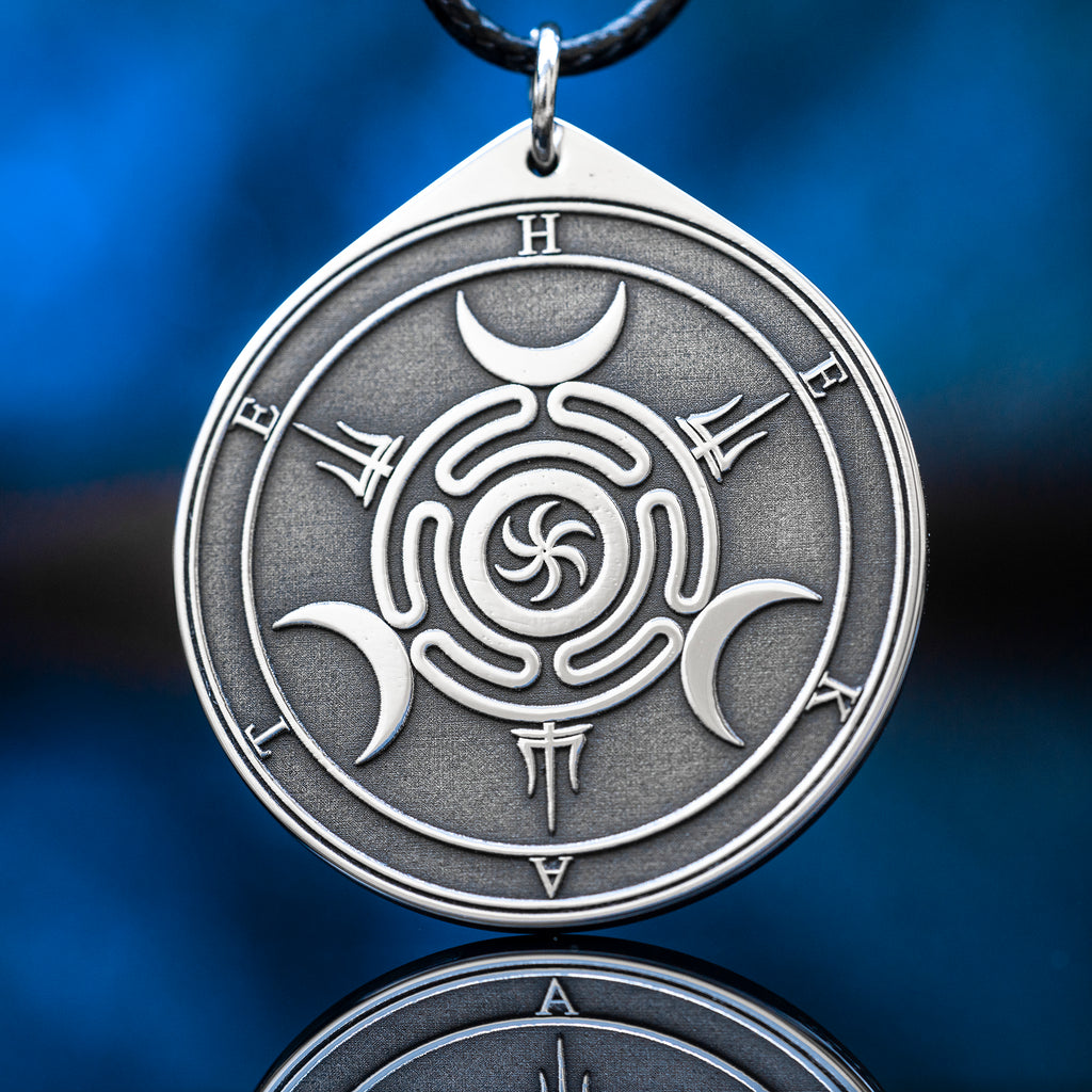 Hecate Wheel Pendant: Strophalos Moon Goddess Amulet