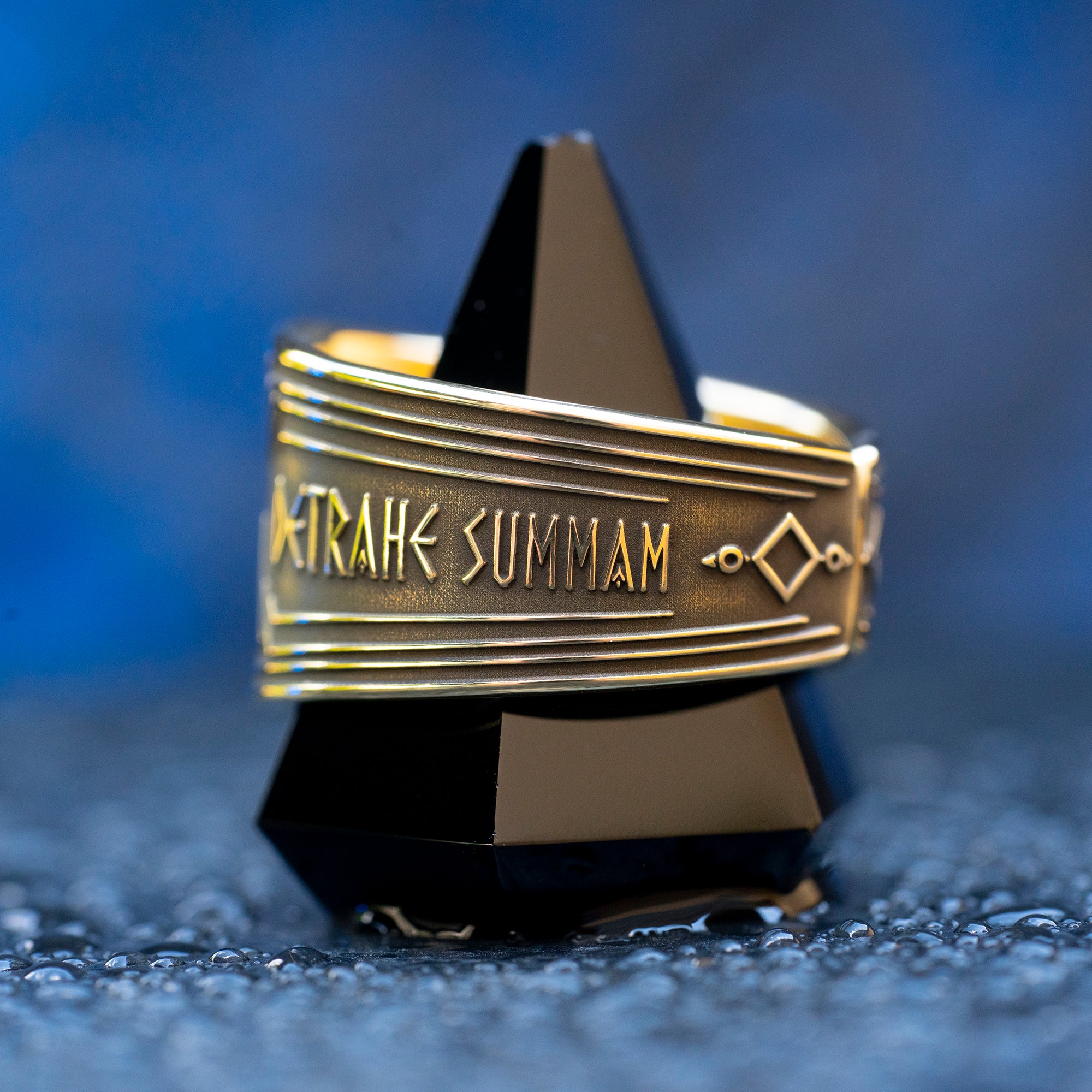 Abracadabra ring with diminishing triangle inscription, Latin spell phrases, ancient healing charm, and protection symbolism