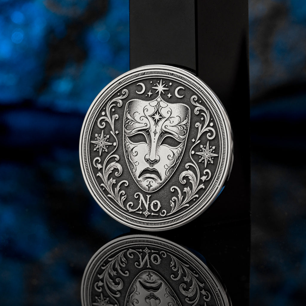 Theater Mask Decision Coin: Yes No Oracle Flip Token, Comedy Tragedy Talisman