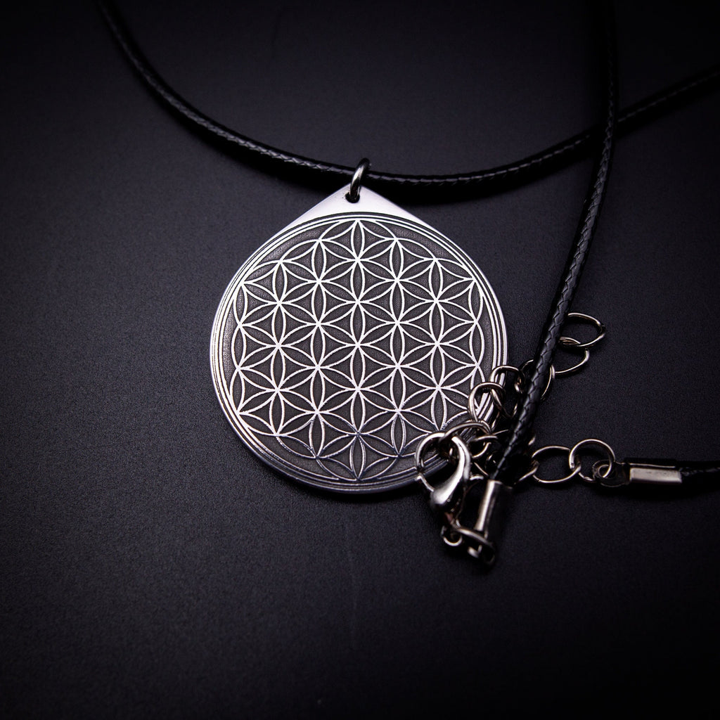 Flower of Life Stainless Steel Pendant: Kabbalah Amulet Talisman