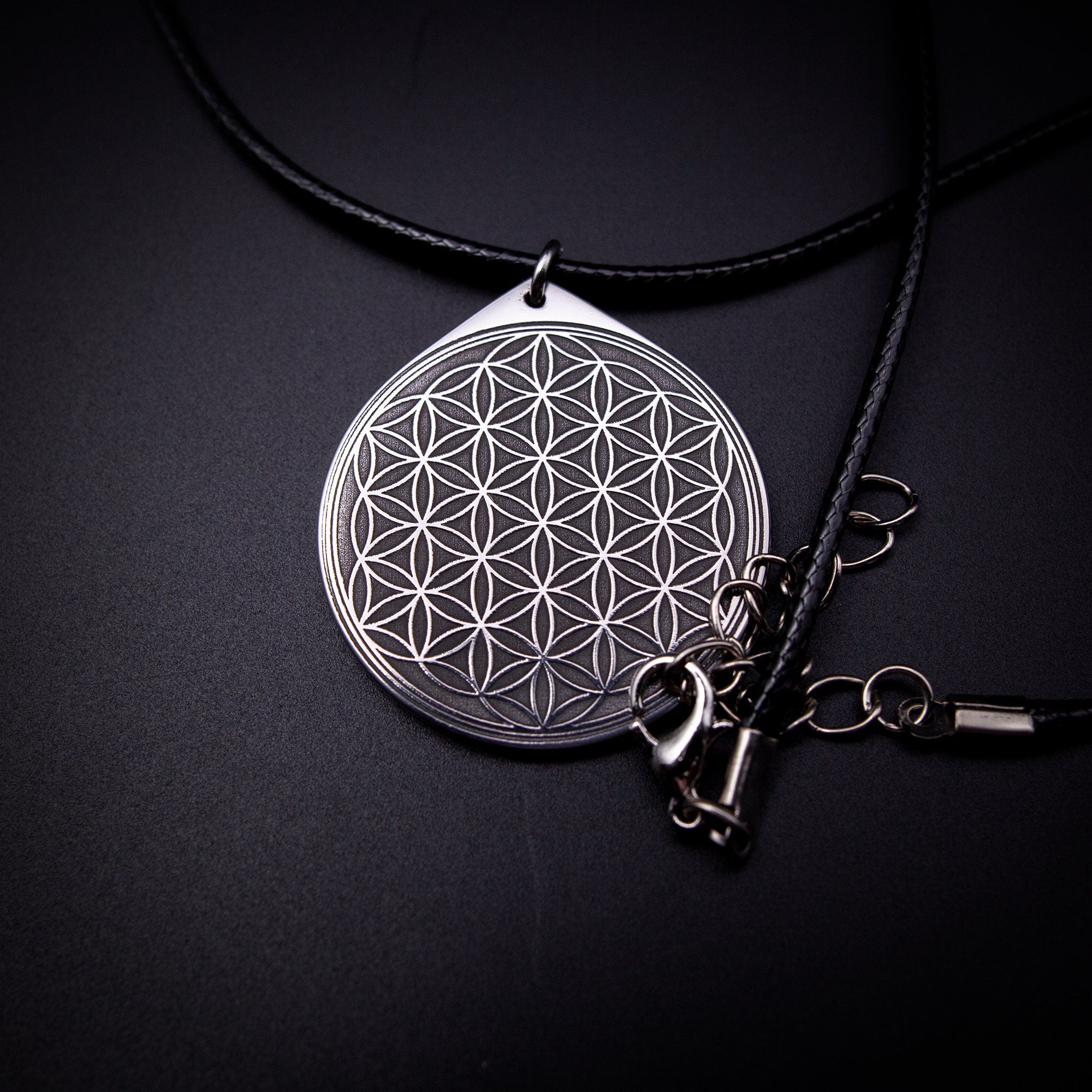 Flower of Life Stainless Steel Pendant: Kabbalah Amulet Talisman