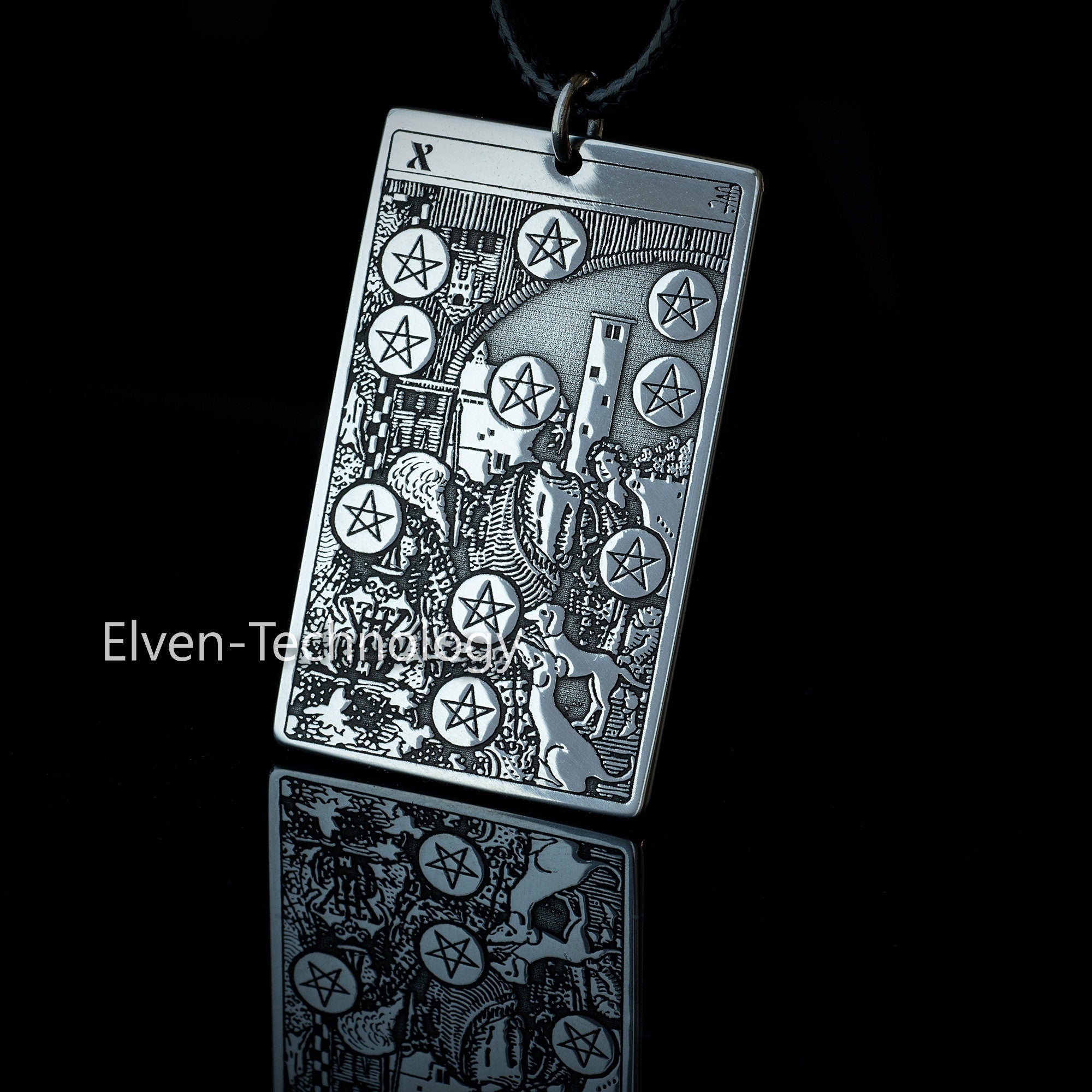 Ten of Pentacles Tarot Card Pendant: High Arcana Occult Amulet