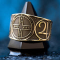 Sixth Pentacle of Jupiter ring with engraved Solomon seal associated with protection against earthly dangers