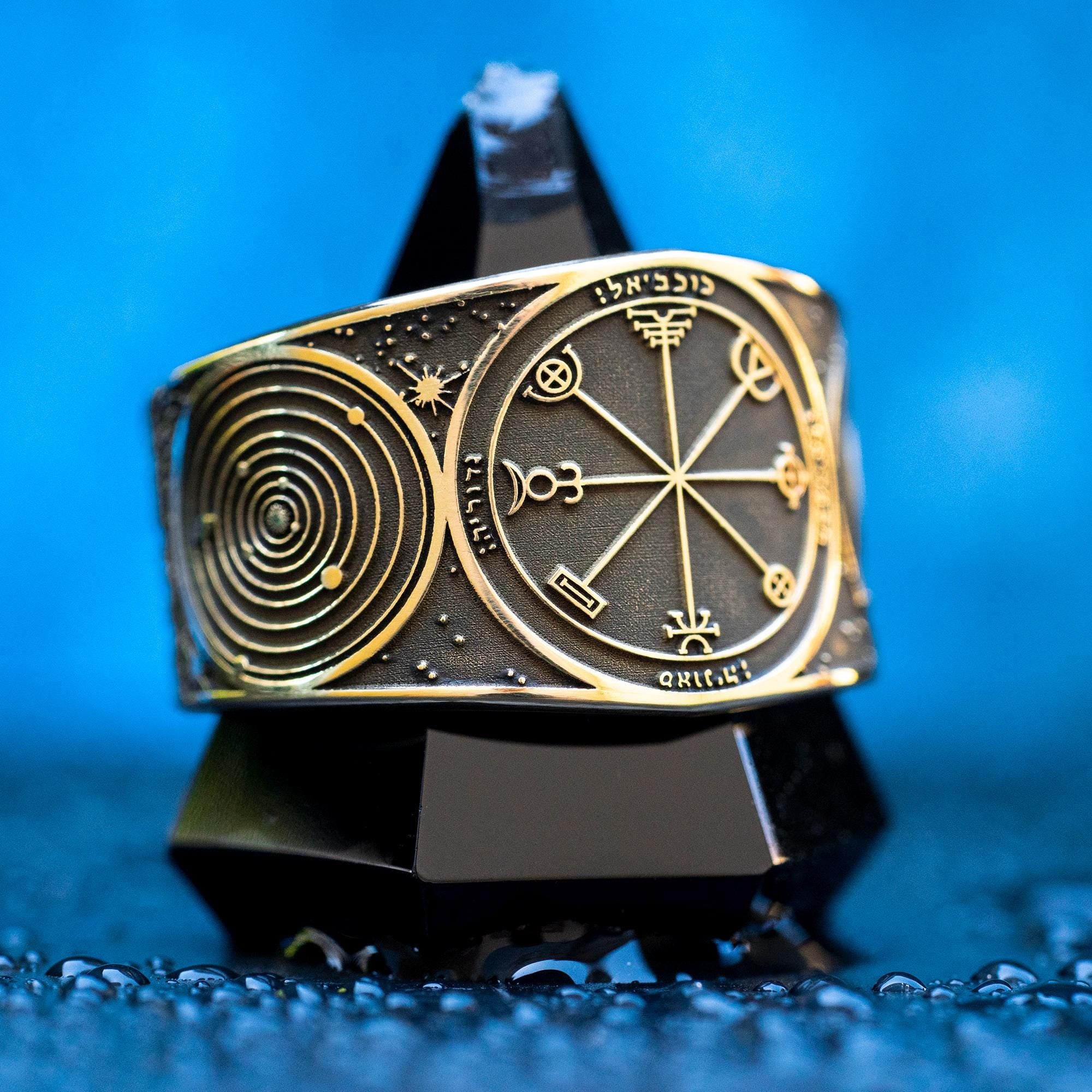 Goetia Third Pentacle of Mercury Talisman Ring: Kabbalah Seal of Solomon Amulet