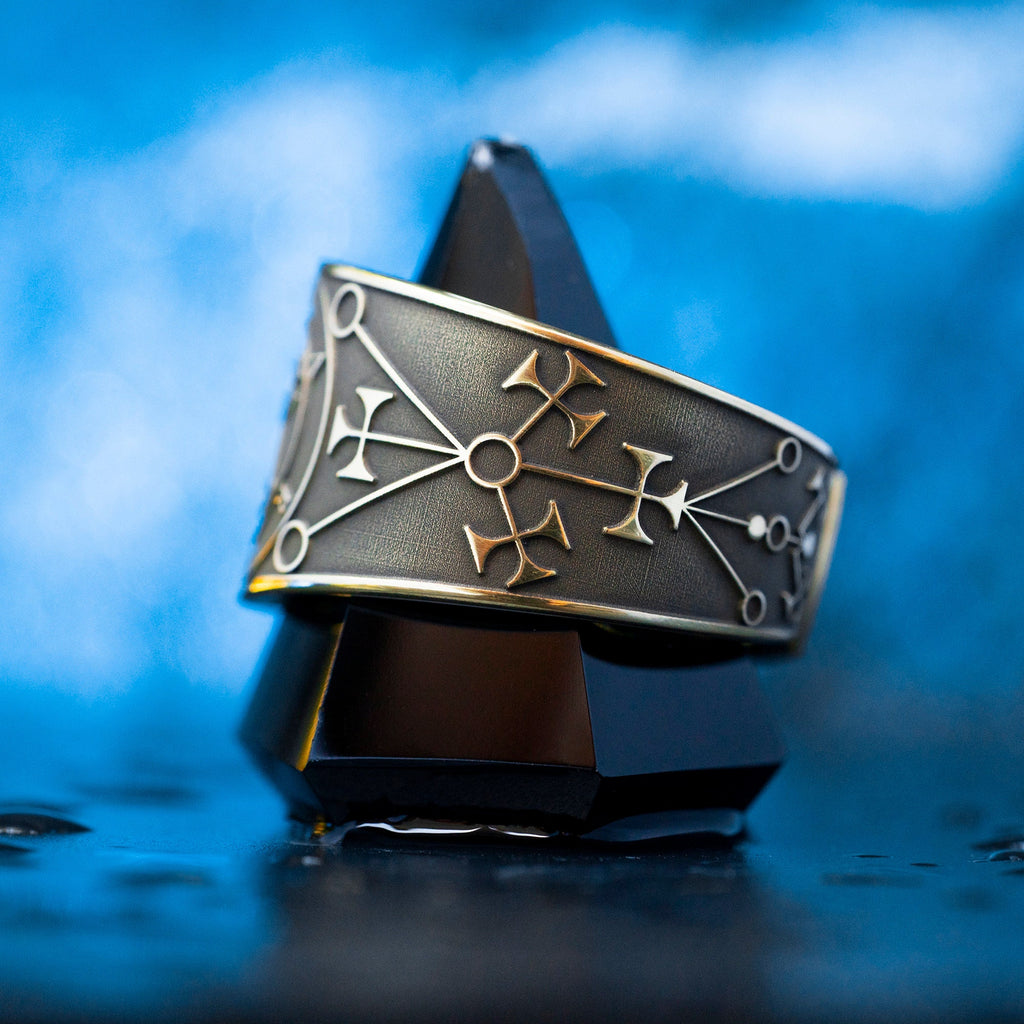 Marbas Seal Ring: Adjustable Brass Occult Jewelry