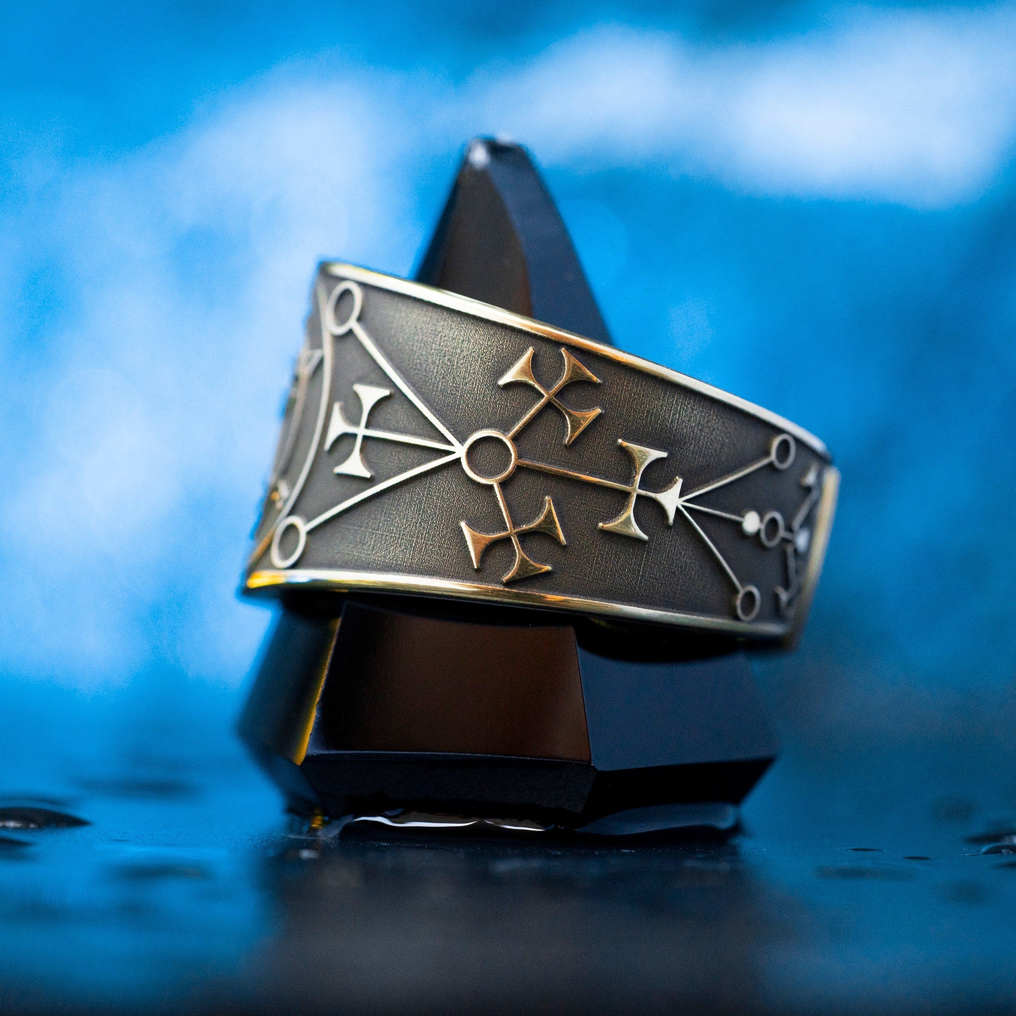 Marbas Seal Ring: Adjustable Brass Occult Jewelry