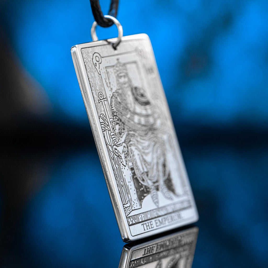 The Emperor Tarot Card Pendant: Stainless Steel Kabbalah Amulet
