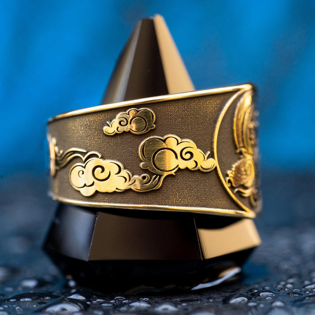 Alchemical Air Symbol Brass Ring: Adjustable Occult Talisman