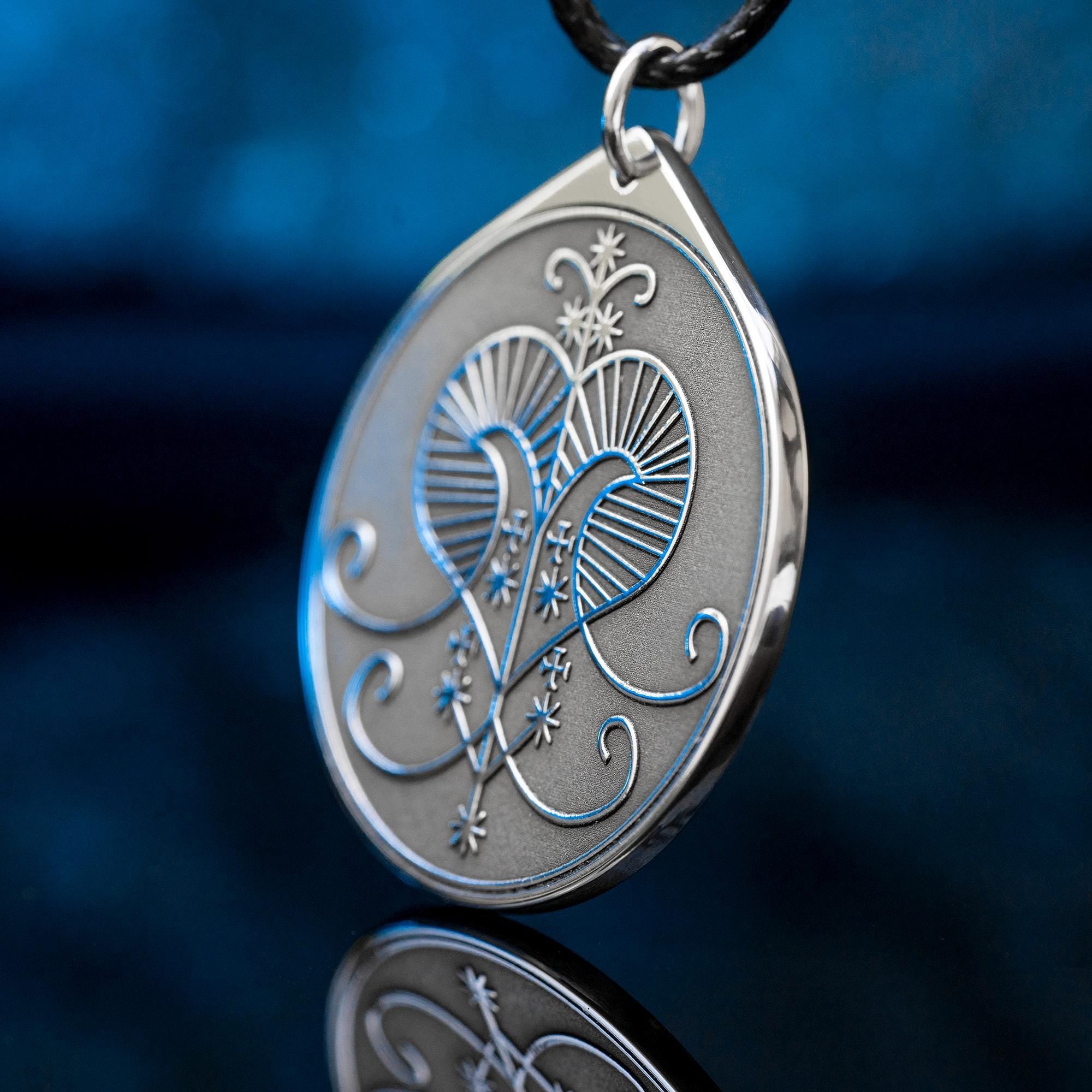 Oshun Veve Pendant: Yoruba Goddess Amulet for Love & Prosperity